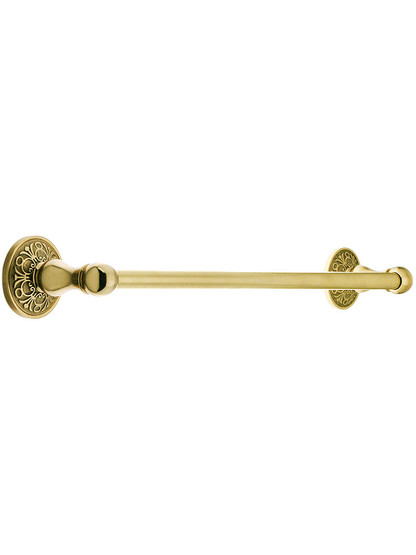 24 inch Brass Towel Bar with Lancaster Rosettes in Polished Brass.